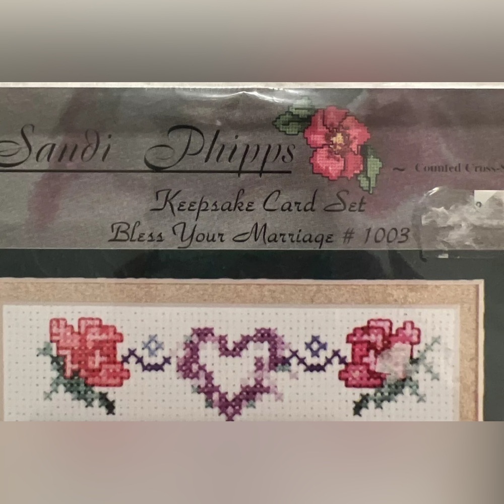 Sandi Phipps Keepsake Card Bless Your Marriage #1003 Counted Cross Stitch Kit - Picture 3 of 3